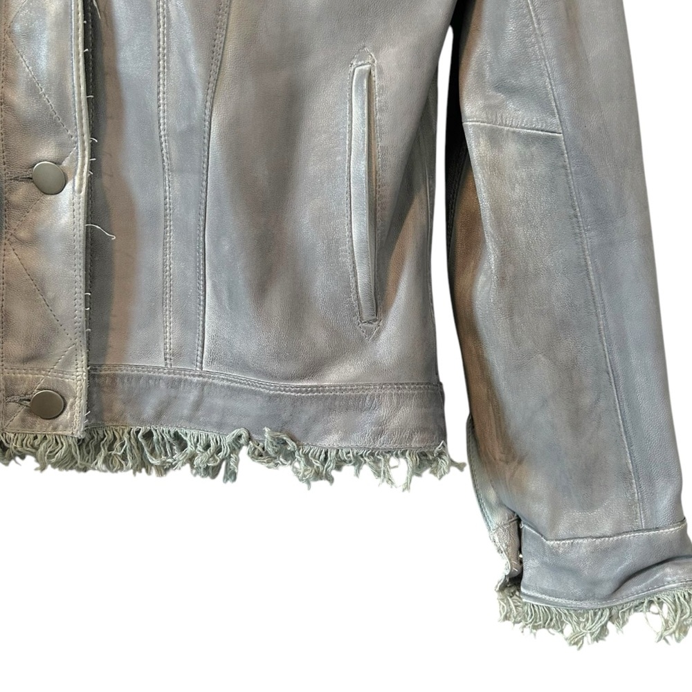 Jakett Alexa Patina Leather Shirt Jacket Blue Grey Womens M - Picture 4 of 7